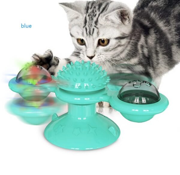 Cat Rotating Windmill Multi-Function Toys Itch Scratching Device Teeth Shining Toy - Image 4